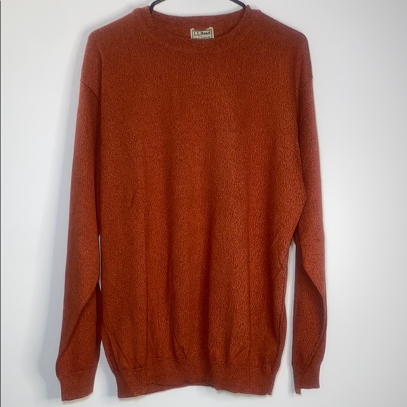 LL Bean Brown Crewneck Sweater with Ribbed Cuffs 100% Cotton - Picture 1 of 8